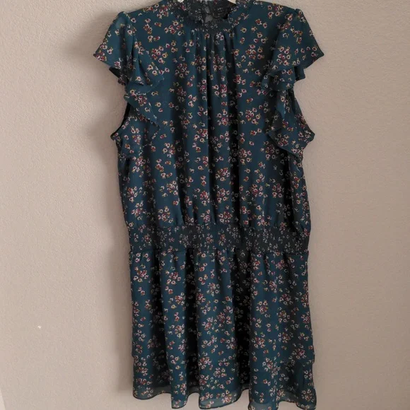 1. State Forest Green Floral Ruffle Dress - Picture 1 of 9